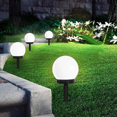 Set 2 Lampi Solare LED, Sferice, Tip Glob Practicpentrucasa, Diametru 10 cm, Alb rece