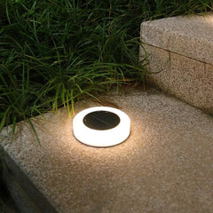 Lampa solara LED, sub forma de cerc, pentru gazon sau gradina, Rezistenta la apa, Practicpentrucasa, Alb cald