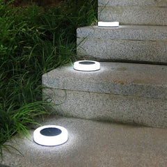 Lampa solara LED, sub forma de cerc, pentru gazon sau gradina, Rezistenta la apa, Practicpentrucasa, Alb rece