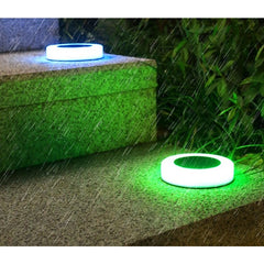Lampa solara LED, sub forma de cerc, pentru gazon sau gradina, Rezistenta la apa, Practicpentrucasa, Multicolor