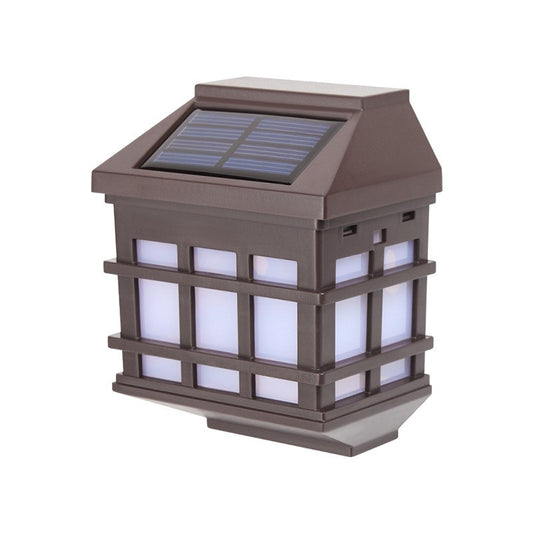 Lampa solara LED tip Felinar pentru perete Practicpentrucasa, 11.5 x 8.3cm, 1.2V, ABS, 400mAh, alb rece