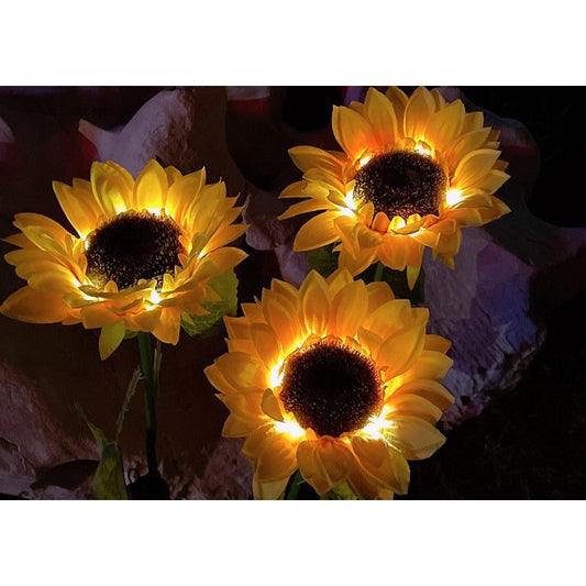 Lampa solara LED tip Floarea Soarelui cu 3 flori, inaltime 70 cm, Pentru gradina, Practicpentrucasa