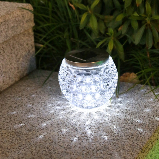Lampa solara LED tip Glob cristal pentru gradina/trepte/terasa Practicpentrucasa, rezistent la apa IP65, 10 x 9.5 cm, 1.2V, ABS, 600mAh, alb rece