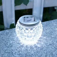 Lampa solara LED tip Glob cristal pentru gradina/trepte/terasa Practicpentrucasa, rezistent la apa IP65, 10 x 9.5 cm, 1.2V, ABS, 600mAh, alb rece