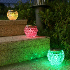 Lampa solara LED tip Glob cristal pentru gradina/trepte/terasa Practicpentrucasa, rezistent la apa IP65, 10 x 9.5 cm, 1.2V, ABS, 600mAh, multicolor