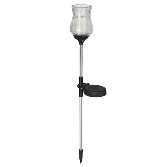 Lampa solara LED tip Lalea pentru gradina Practicpentrucasa, inaltime 55 cm,  material sticla si ABS, 2V, ABS, 600mAh, alb cald