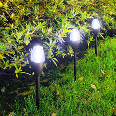 Lampa solara LED tip pahar de vin pentru gradina Practicpentrucasa, inaltime 37.5 cm, efect de flacara, material PVC si ABS, 2V, 200mAh, alb rece