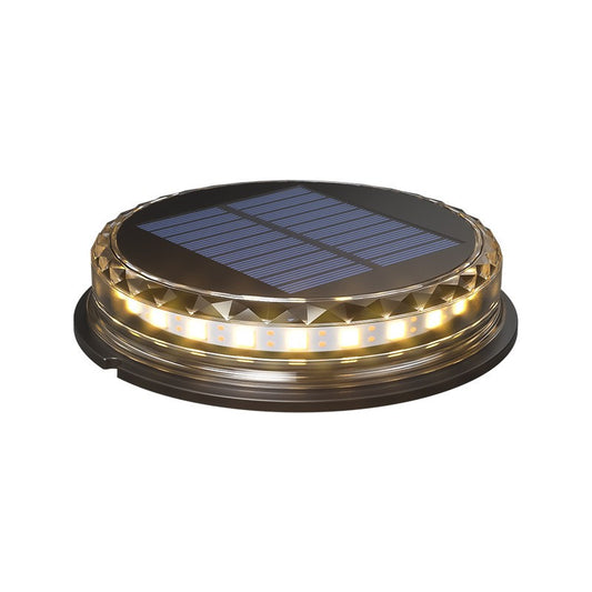 Lampa solara LED tip spot pentru gradina Practicpentrucasa, 8 LED-uri, material ABS si Policarbonat, baterie 1.2V, 600mah, 12 x 13.5 cm, alb cald
