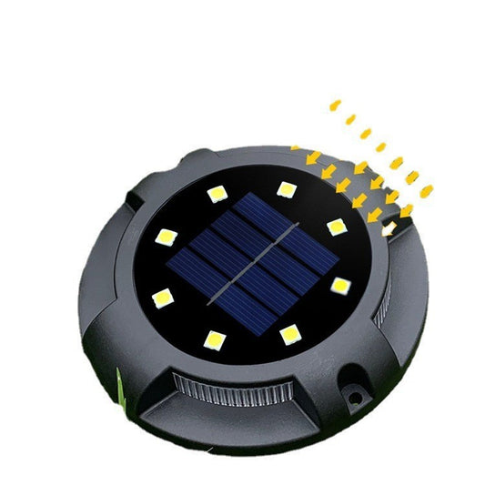Lampa solara LED tip spot pentru gradina Practicpentrucasa, cu 4 leduri laterale multicolore si 8 leduri principale alb rece, IP65, material ABS, baterie 2V, 700 mah, 11x13.5 cm, multicolor