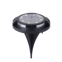 Lampa solara LED tip spot pentru gradina Practicpentrucasa, cu 4 leduri laterale multicolore si 8 leduri principale alb rece, IP65, material ABS, baterie 2V, 700 mah, 11x13.5 cm, multicolor
