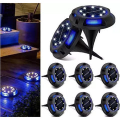 Lampa solara LED tip spot pentru gradina Practicpentrucasa, cu 4 leduri laterale multicolore si 8 leduri principale alb rece, IP65, material ABS, baterie 2V, 700 mah, 11x13.5 cm, multicolor