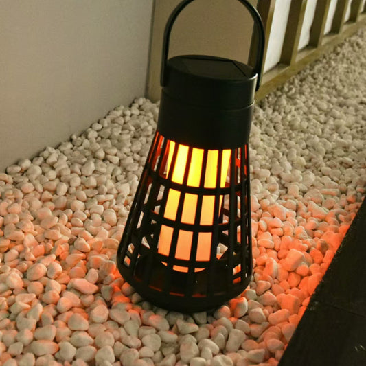 Lampa Solara pentru Gradina, Practicpentrucasa, Reincarcabila de la Soare, Model Felinar, Portabila cu Picior, Lumina Calda, 12 cm, Negru