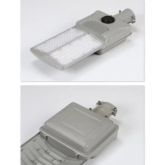 Lampa solara stradala Practicpentrucasa, pentru curte sau strada, cu doua grile, finisaj mat, rezistent la apa, montare prin fixare, senzor lumina, baterie de litiu, IP65, lumina rece, putere 300W, autonomie 10 ore, 51.5 x 21 cm, gri
