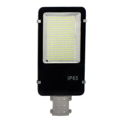 Lampa solara stradala Practicpentrucasa, pentru curte sau strada, finisaj lucios, rezistent la apa, montare prin fixare, senzor lumina, baterie de litiu, IP65, lumina rece, putere 200W, autonomie 10 ore, 49 x 21 x 6.5 cm, negru