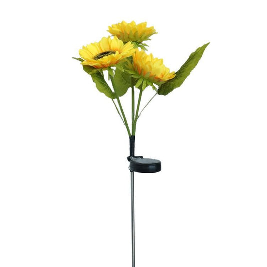 Lampa solara LED tip Floarea Soarelui cu 3 flori, inaltime 70 cm, Pentru gradina, Practicpentrucasa