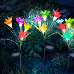 Lumina solara LED tip Crin cu 4 flori, inaltime 80 cm, pentru gradina, Practicpentrucasa