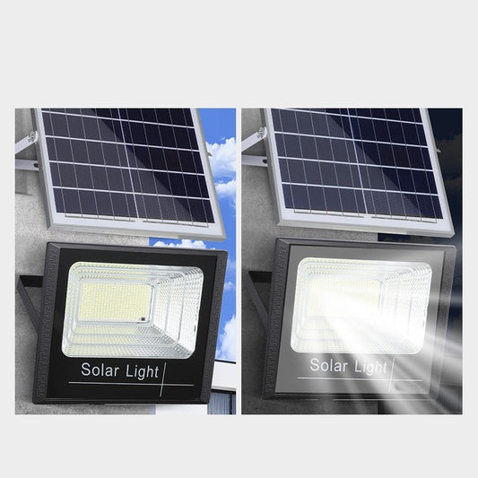 Proiector LED SMD 400W cu incarcare solara Practicpentrucasa, panou solar, cu telecomanda, suport prindere, material ABS, 12AH, 473 LED-uri, 969Lm, 20x15 cm, negru