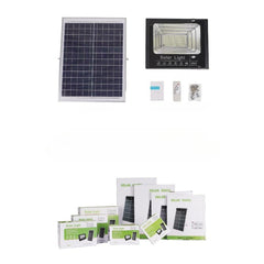 Proiector LED/Lampa solara de exterior Practicpentrucasa, 15 cm x 20 cm, Rezistent la Apa IP67, cu Panou Solar, 114 LED SMD, 65W, Senzor de lumina, Timer, cu Telecomanda, 2 moduri de iluminat, kit montaj inclus, Lumina Rece