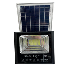 Proiector LED/Lampa solara de exterior Practicpentrucasa, 22 cm x 27 cm, Rezistent la Apa IP67, cu Panou Solar, 248 LED SMD, 150 W, Senzor de lumina, Timer, cu Telecomanda, 2 moduri de iluminat, kit montaj inclus, Lumina Rece