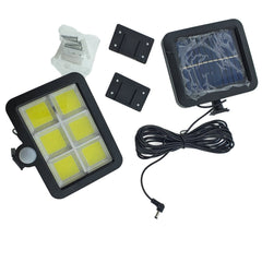 Lampa Solara LED 120 COB, Practicpentrucasa, 6 Grile, Senzor de Lumina si Miscare, Lungime Cablu 4.8 m, Lumina Alba