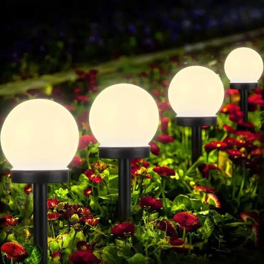 Set 2 Lampi Solare LED, Practicpentrucasa, Forma Sferica, Tip Glob, Diametru 10 cm, Alb Cald