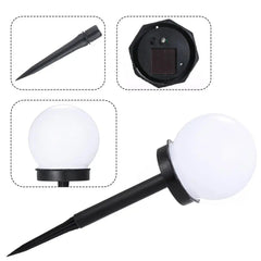 Set 2 Lampi Solare LED, Practicpentrucasa, Forma Sferica, Tip Glob, Diametru 10 cm, Alb Cald