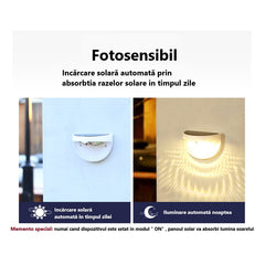 Set 2x Lampa solara de perete 6LED, Practicpentrucasa, carcasa alba, lumina alb cald