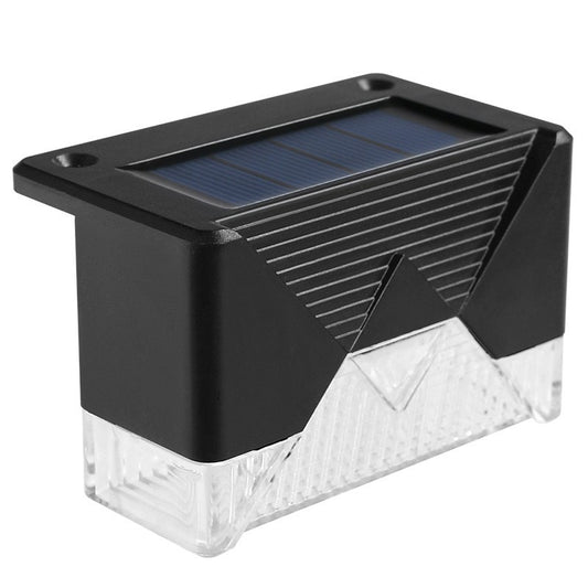 Set 4 Aplice Solare, Practicpentrucasa, Lumina LED-uri, IP65, din ABS+PC, 8-10 h Iluminare, Baterie 1.2 V 600 mAh, Montare pe Trepte/Borduri, Lumina Alb Cald, 7.9 x 5 cm, Negru