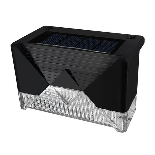 Set 4 Aplice Solare, Practicpentrucasa, Lumina LED-uri, IP65, din ABS+PC, 8-10 h Iluminare, Baterie 1.2 V 600 mAh, Montare pe Trepte/Borduri, Lumina Alb Cald, 7.9 x 5 cm, Negru